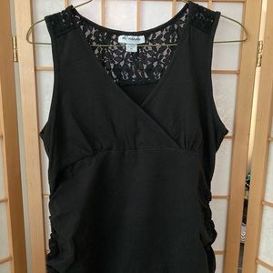 Lace Detail Black Maternity Tank Top